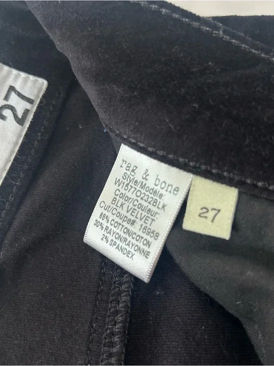 Rag & Bone Black Dojo Velvet Pant 27 - Picture 11 of 16